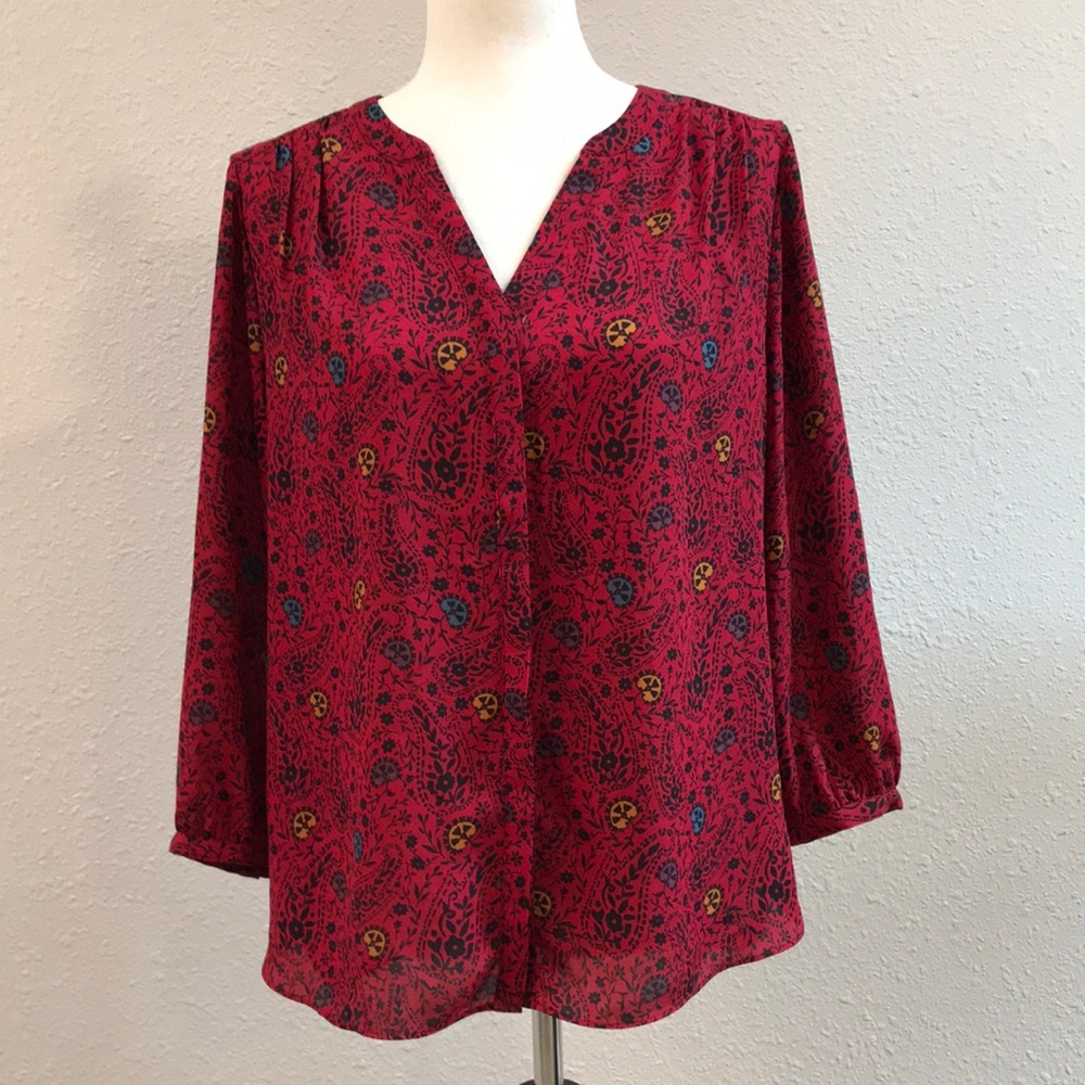 NYDJ Red High/Low Blouse